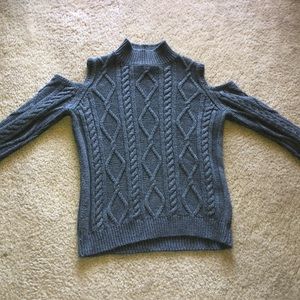 Grey Sweater with Shoulder Cut Out